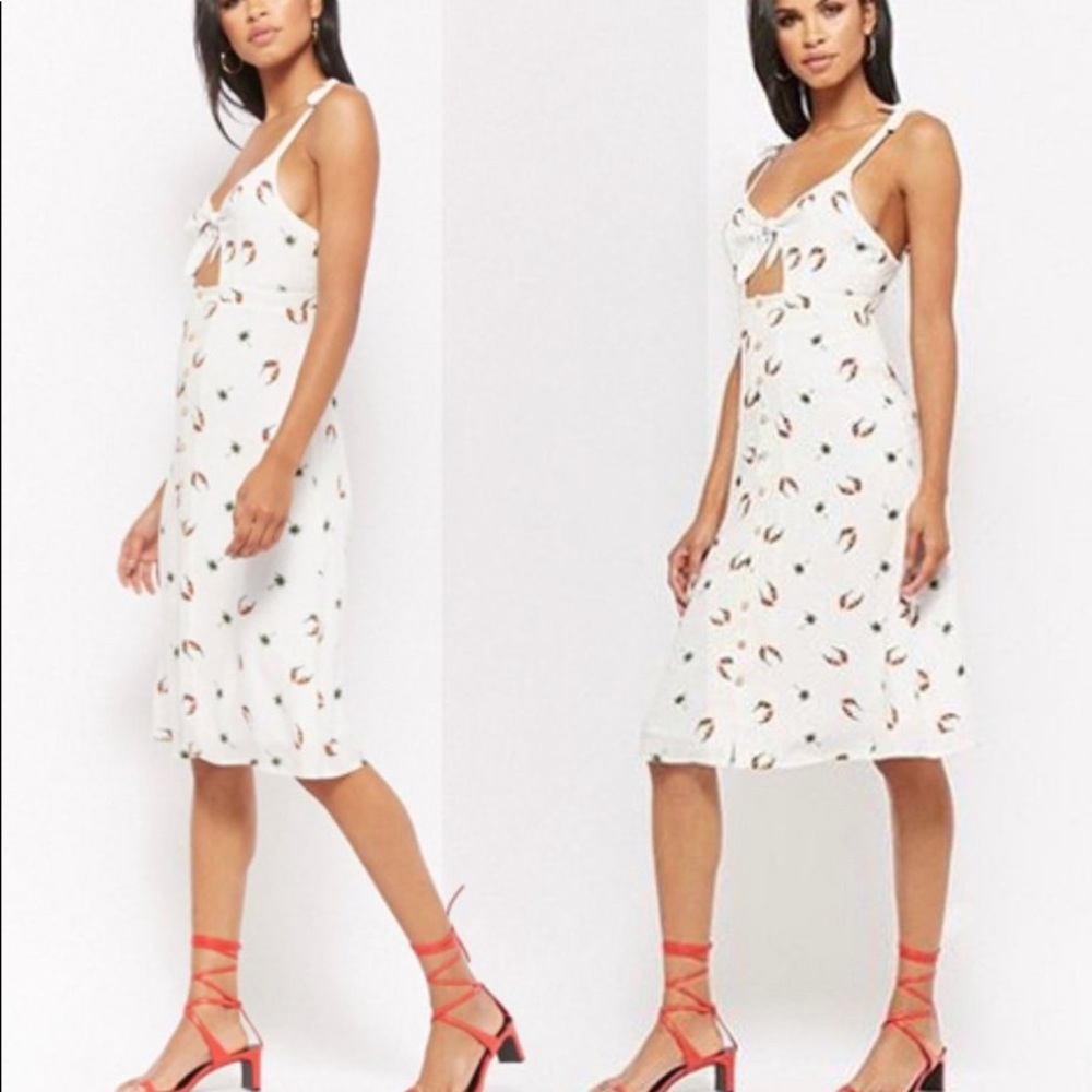 Wild Honey Cutout Front Tropical Print Midi Dress